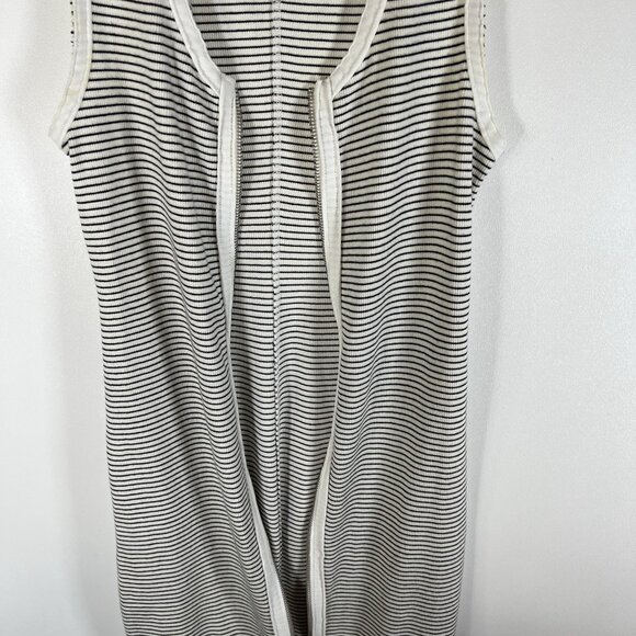 ALLSAINTS Womens Sz 6 Alicia Midi Striped Sleeveless Dress Ribbed Zip Front Goth - Picture 5 of 9